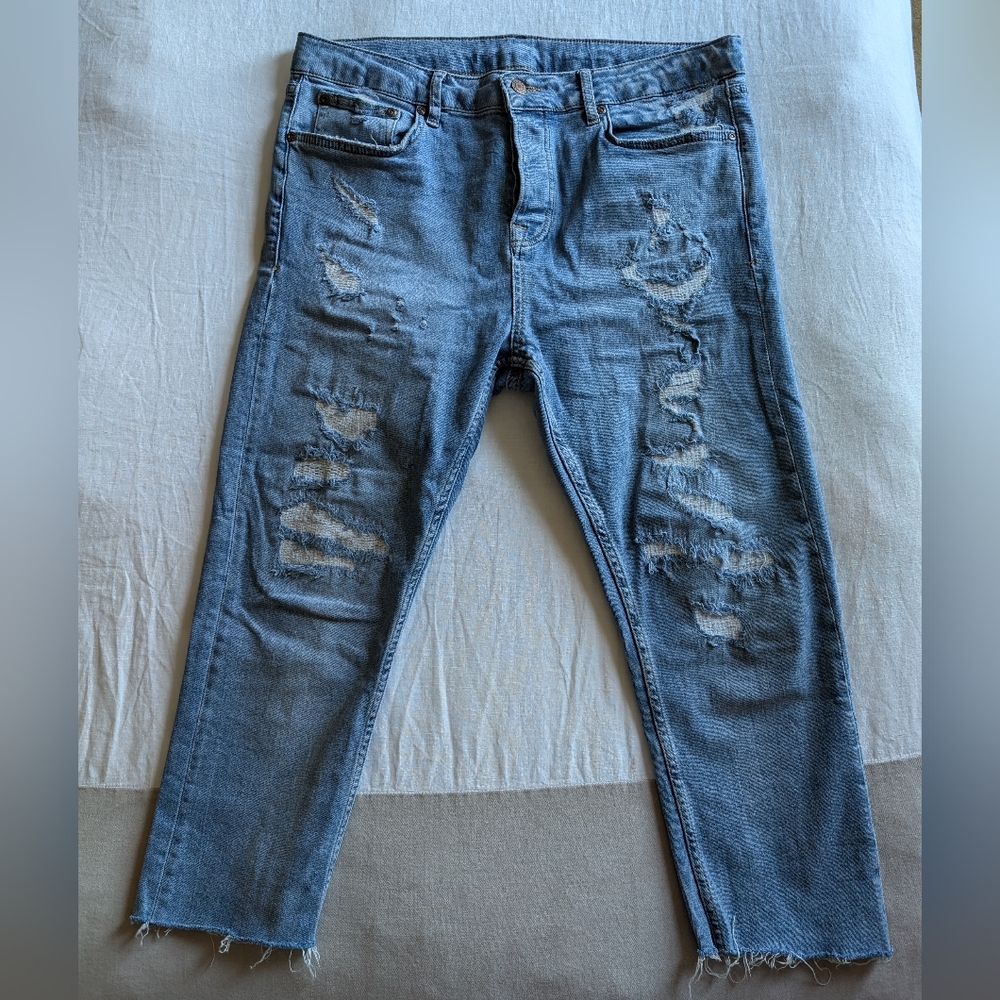 Topman Light Wash Skinny Distressed Jeans (DIY CROPPED - Can Cut Into Shorts!)